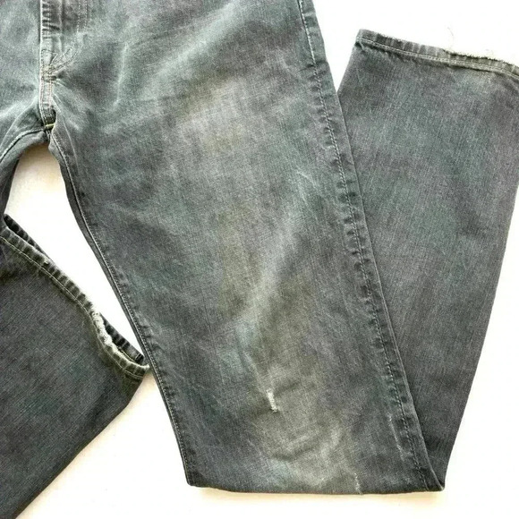 Gap 1969 Authentic Fade Black Distress 100% Cotton Slim Straight Jean Size 32/34 - Picture 6 of 16